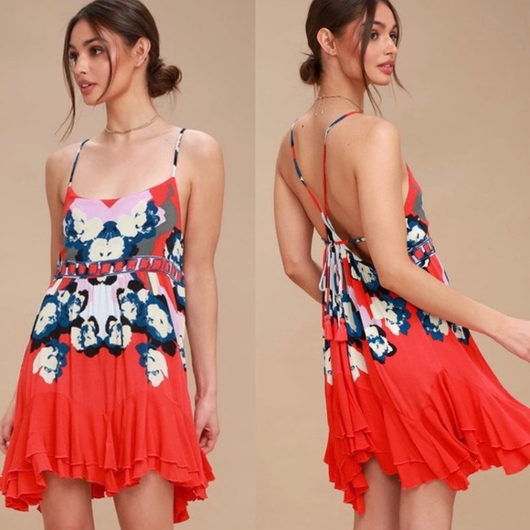 Free People Dresses & Skirts - Free People Coral Red Flowy Boho Dress